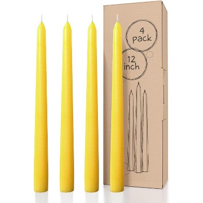 12 inch Taper Candles Set of 4 - Dripless and Smokeless Candle Unscented - Slow Burning Candle Sticks