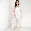 Anna-Kaci Lounge Women's Red Heart Print Pajama Set with Short Sleeve Button-Up Top and Relaxed Fit Elastic Waist Pants - 2 of 4