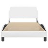 vidaXL Elegant White Faux Leather Bed Frame with Waved Design and Headboard - 39.4"x74.8" - Durable & Stain-Resistant Material - 4 of 4