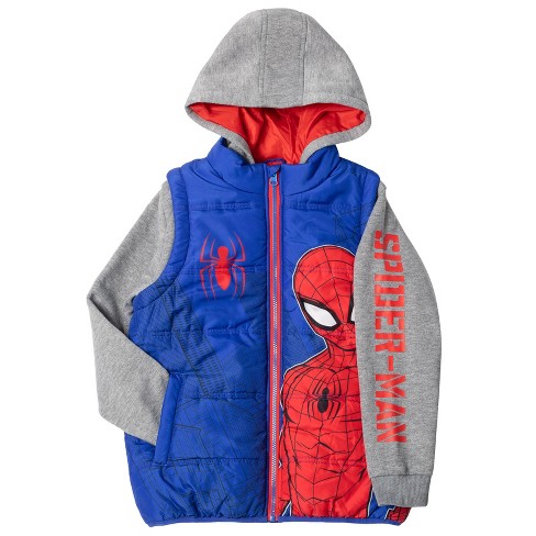 Vervagen Bibliografie Verlammen Marvel Spider-man Little Boys Zip Up Vest 2fer Jacket Blue 5-6 : Target
