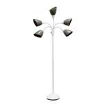 67" Contemporary Multi 5-Head Adjustable Gooseneck Floor Lamp with Shades Gray - Simple Designs