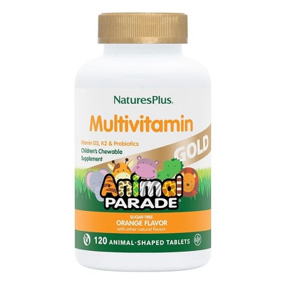 SOL Animal Parade Gold-Children's Multi-Vitamin & Mineral Orange Flavor by Nature's Plus  -  120 Chewable