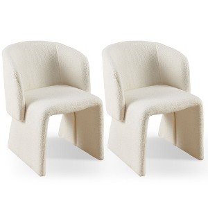 XINGHANZHENXUAN Brown 2 Piece Comfy Teddy Fabric Side Chair, Modern Single Sofa for Multi - Room Use, 3 Color Options - 1 of 4