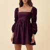 EXLURA Womens Square Neck Dress Long Puff Sleeve A-Line Casual Short Mini Dresses - 3 of 4