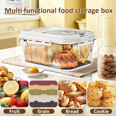 Aeelleea Large Airtight Bread Storage Container with Time Recording Lid, Bread Box for Kitchen Countertop, Bread Keeper Holds Loaf, Toast & Cookies — фото 2