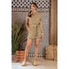 August Sky Women's Button Up Patch Pocket Belted Romper - 3 of 3