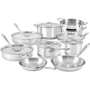 All-Clad Copper Core 5 Ply Stainless Steel Cookware Set 15 Piece Sliver - 1 of 4