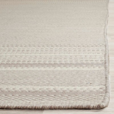 Handmade Grey and Ivory Wool Flat Woven Reversible Rug, 3'x5'
