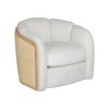 HomeRoots 34" Off White and Natural Fabric Wood And Rattan Swivel Arm Chair - 4 of 4
