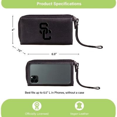 Evergreen NCAA USC Trojans Black Leather Women's Wristlet Wallet Officially Licensed with Gift Box