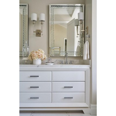 Paxton Elegance 2-Light Polished Nickel Sconce with Silk Shade and Glass Drops