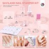 Saviland Women's French Tip Stamper Set - Transparent Jelly Silicone Tool with Switchable Heads (Long & Short) + Scrapers. - 2 of 4