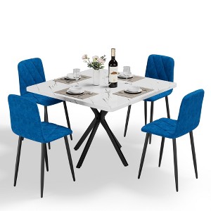 HTUTWOO Square Dining Table Set, Includes 1 Dining Table and 4 Leather Chairs for Kitchen, Dining Room, Office Use for 4 People - 1 of 4