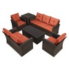 6pc Wicker Outdoor Conversation Set with Cushions - Orange - EDYO LIVING: Resin Rattan, Polyester Foam - 2 of 4