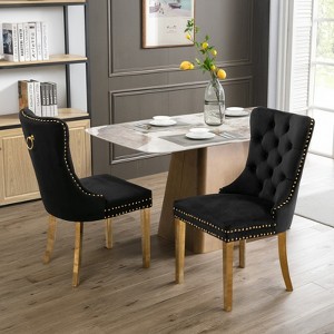 Racxily Velvet Dining Chairs Set of 2,  w/ Chrome Stainless Steel Plating Legs, Nailhead Trim, Button Tufted Parsons Dining Room Chair - 1 of 4
