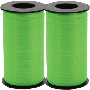 LoonBalloon 500 Yards Citrus Lime Curling Ribbon ‚ 3/16 Inch wide Bright Accent Wrap (2-Pack) - 1 of 4