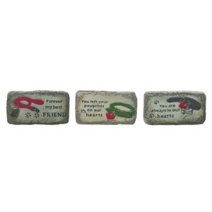 Transpac MGO Pet Memorial Stepping Stone Set of 3 Spring Home Decorations - 1 of 1