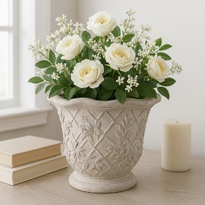 Flower Pot and Planter for Home Decor - Traditional Terracotta Planter for Indoor and Outdoor - Plant Stand Ideal for Patio and Garden Decor - 9" Tan - 1 of 4