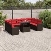 vidaXL 10 Piece Garden Sofa Set with Cushions Brown Poly Rattan - Brown without storage - 2 of 4