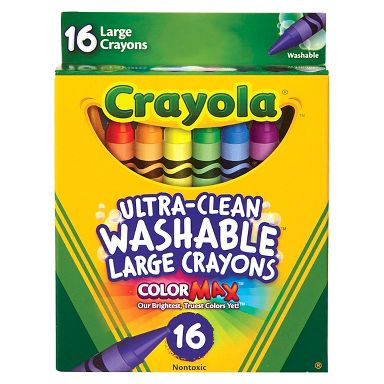 Crayola 16ct Washable Large Crayons, Toddler School Supplies, Classroom Essentials for Preschool Teachers, Easy Grip, Coloring Gift, Ages 3+