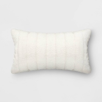 Extra Wide Ivory Checkered Lumbar Pillow by World Market