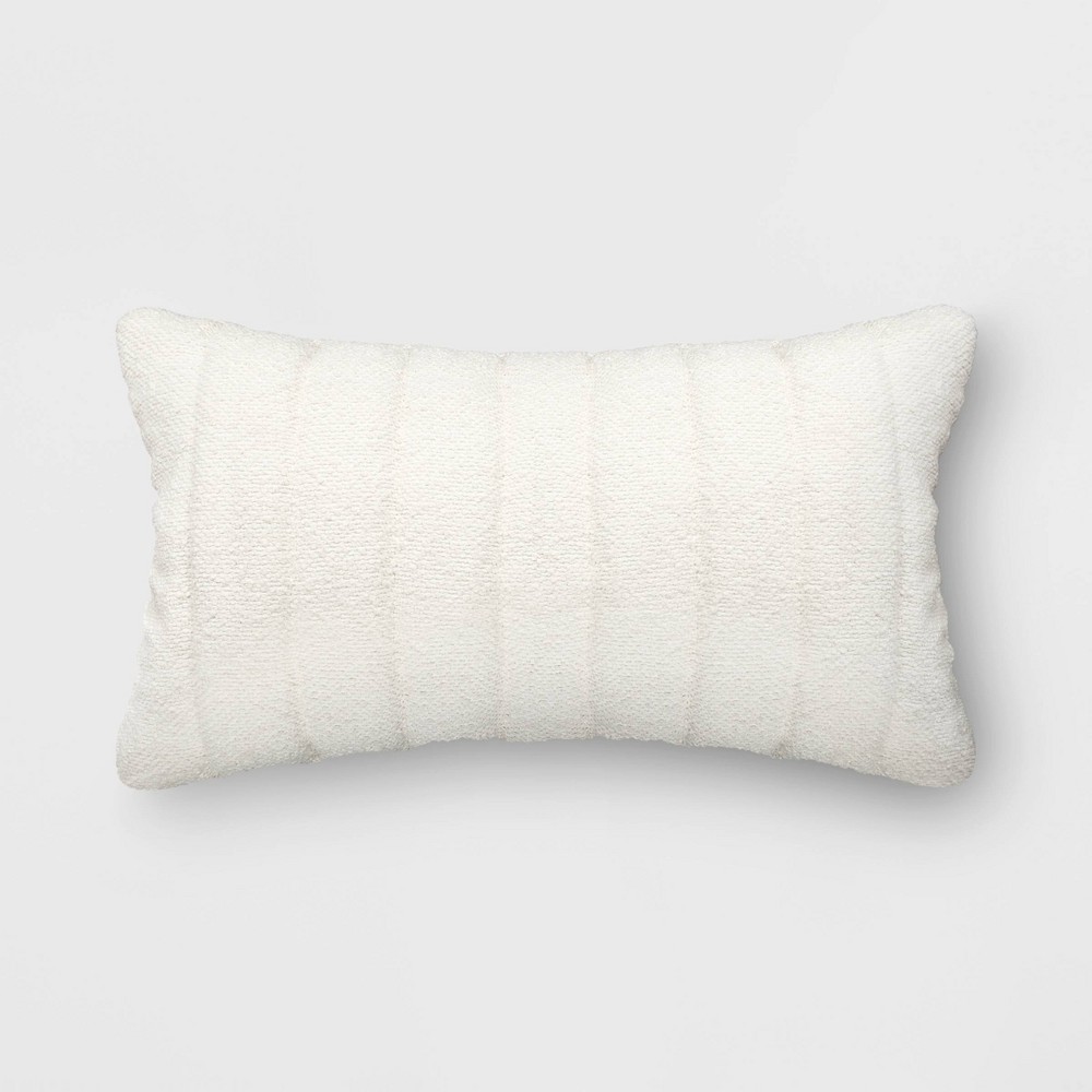 Photos - Pillow Oversized Channeled Boucle Lumbar Throw  Off-White - Threshold™