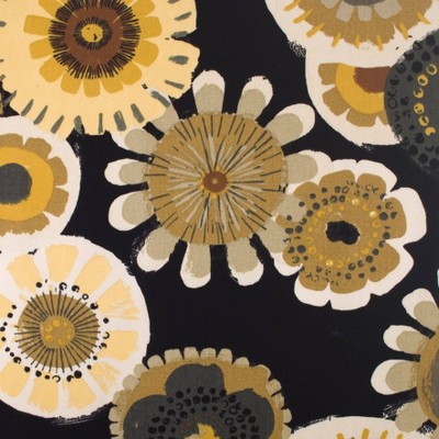 Set of 2 Black and Yellow Floral Rectangular Outdoor Pillows