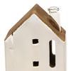 Slickblue 5.5" White Wooden House Vase, Glass Chimney Flower Holder, Rustic Tabletop Decoration, Farmhouse Style - 3 of 3