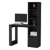 Vynxaria Black Computer Desk with 4-Tier Bookcase 1-Door Cabinet Modern Storage Solution for Home Office - 4 of 4