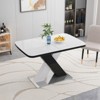 KWPZQEB Modern Rectangle Dining Table, Dining Table with Faux Marble Top, Metal Base & X-Shape Leg, Extendable Marble Dining Table for Dining - 2 of 4