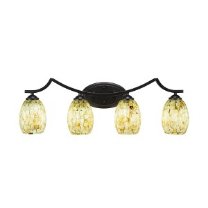 Toltec Lighting Zilo 4 - Light Vanity in  Matte Black with 5" Ivory Glaze Seashell Shade - 1 of 1