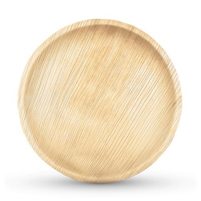 Palm Naki Round Palm Leaf Plates (25 Count), Disposable, Compostable, Biodegradable