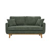 2-Seater Corduroy Mid-Century Sofa with Flared Arms, Solid Wood Frame and 2 Throw Pillows for Apartment or Small Living Room - 2 of 4