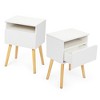 DOMETOUR Set of 2 Modern Nightstand, Bedroom Endtable with Drawer Shelf for Living Room, White - 2 of 4