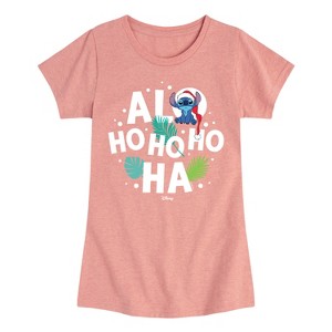 Girls' - Lilo and Stitch - Alo Ho Ho Ho Ha Fitted Short Sleeve Graphic T-Shirt - 1 of 4