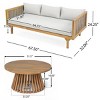 2 Piece Acacia Wood Garden Furniture Set,3 Seater Outdoor Garden Daybed Sofa with Coffee Table and Cushions,Wood Patio Lounge Set-Coolbibila - 3 of 4