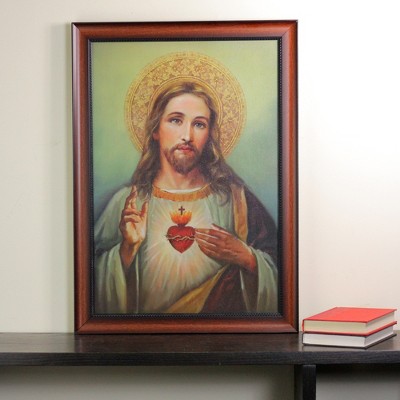 Sacred Heart Jesus Christ Framed Religious Portrait Art