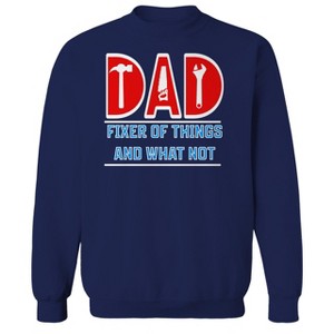 Rerun Island Men's Dad Fixer Of Things Long Sleeve Graphic Cotton Pullover Sweatshirt - Navy S - 1 of 3