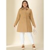 Agnes Orinda Women's Plus Size Notched Lapel Single Breasted Back Split Winter Long Pea Coats - 3 of 4