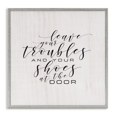 Stupell Industries Troubles & Shoes at Door, 17" x 17"