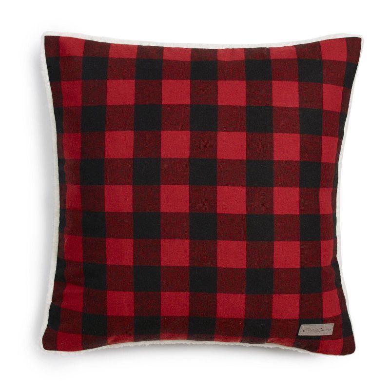 20&#34;x20&#34; Oversize Cabin Plaid Flannel Square Throw Pillow Red - Eddie Bauer, 3 of 7