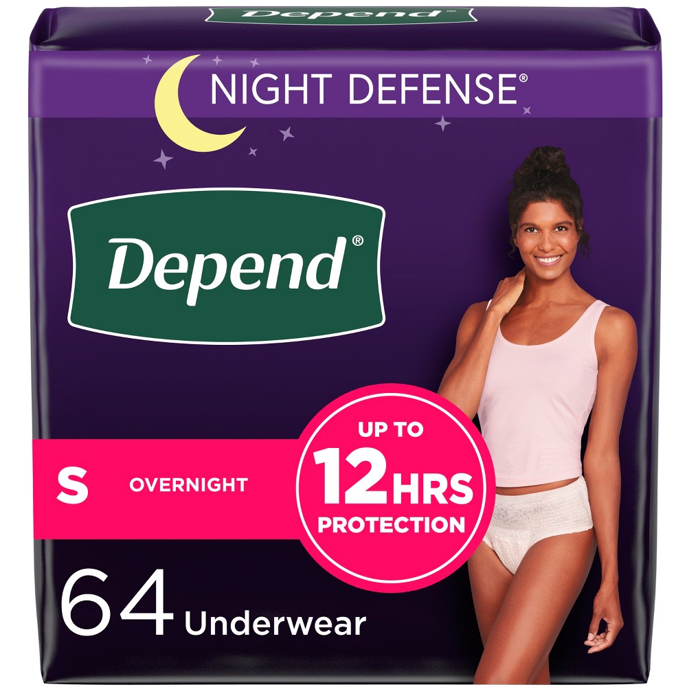 Depend Night Defense Women's Night Incontinence Underwear - S - 64ct