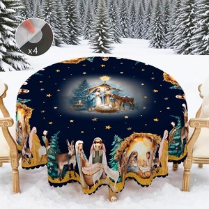 Christmas Tablecloth, Santa Claus and Christmas tree Stain-Resistant Table Cover for Dining Table Holiday Decor - 1 of 4