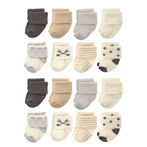 Hudson Baby Cotton Rich Baby Terry Socks 16-Pack, Gray Cream Solid - image 1 of 2