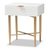 Marcin Wood and Metal 1 Drawer Nightstand White/Gold - Baxton Studio: Industrial Style Bedside Table with Storage - 3 of 4