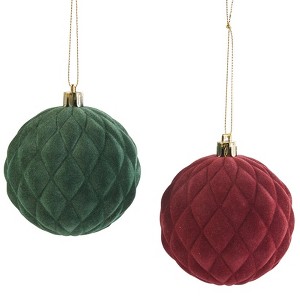 The Lakeside Collection Set of 2 Diamond Velvet Ball Ornaments 2 Pieces - 1 of 1