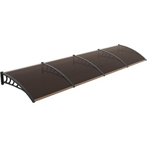 VINGLI Window Awning Door Canopy Exterior, 35" x 153" Awnings for Doors Polycarbonate Cover Patio Door Awning Rain Snow(Brown Board & Black Bracket) - 1 of 4