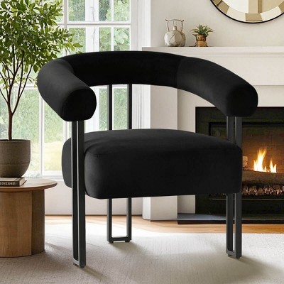 Velvet Accent Chair for Bedroom,Modern Barrel Armchair with Upholstered Velvet Backrest,Comfy Lounge Seating for Living Room-Maison Boucle
