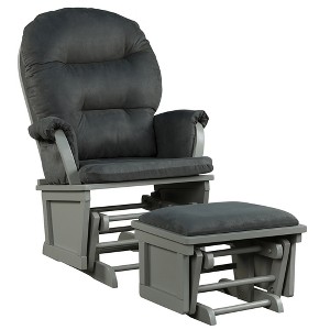 Costway Baby Nursery Relax  Rocker Rocking Chair Glider &Ottoman Set w/Cushion Light Grey\ Beige\Dark Grey - 1 of 4