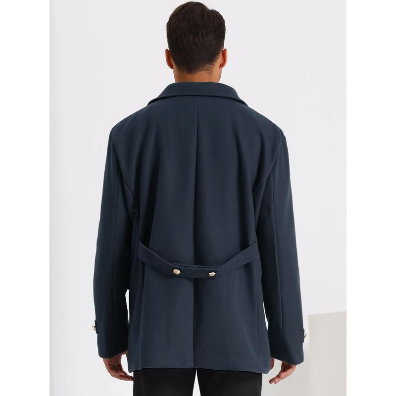 Lars Amadeus Men's Classic Winter Notched Collar Double Breasted Peacoat, 3 of 6